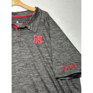 Colosseum Nebraska Huskers Mens 4XT Big & Tall Polo Shirt Gray Space Dye NCAA